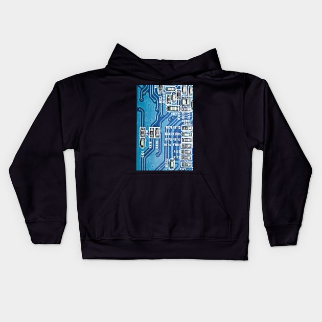 Blue Technology Circuit Board Kids Hoodie by Squeeb Creative